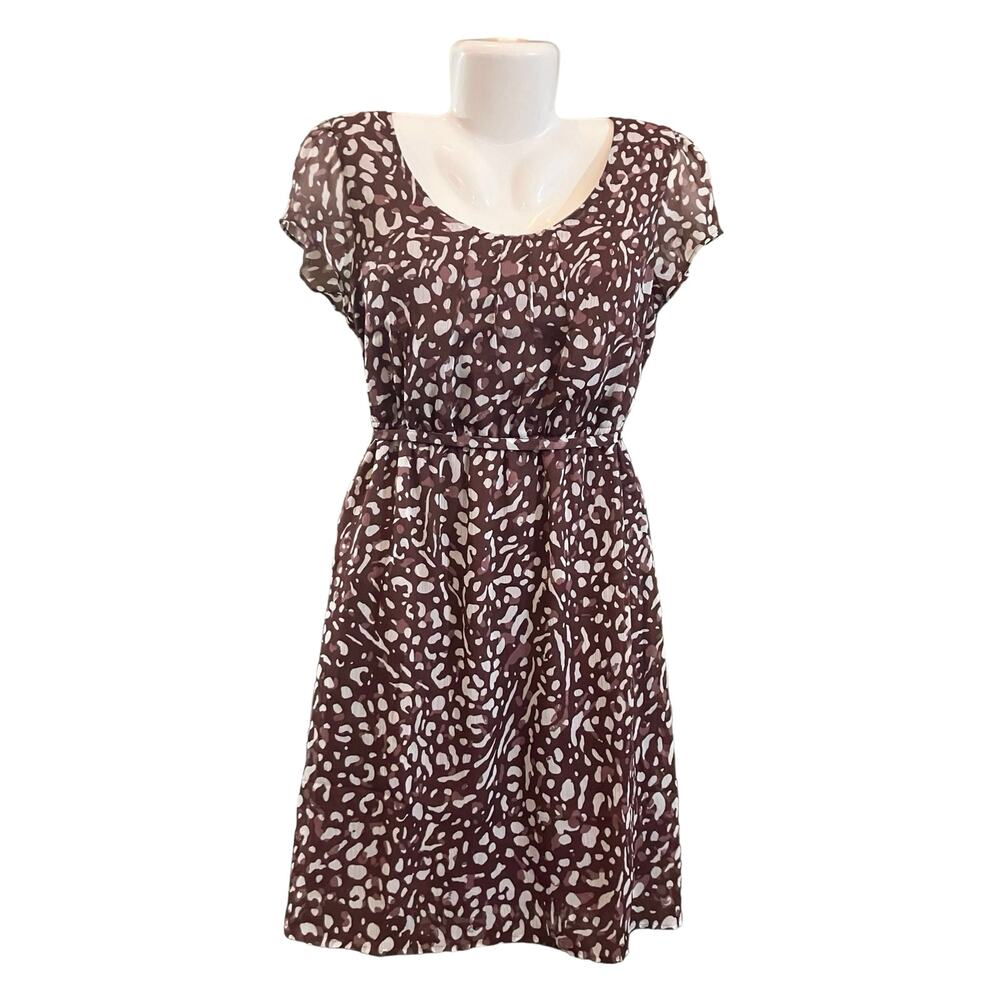 Merona Women's Maroon Flutter Sleeve Lined Elastic Waist w/ Belt Dress | Size M